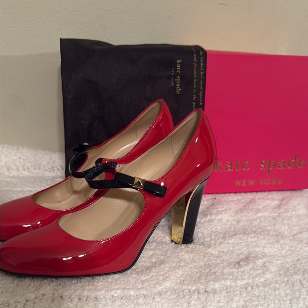 Kate Spade Red and Gold Patent Leather Heels